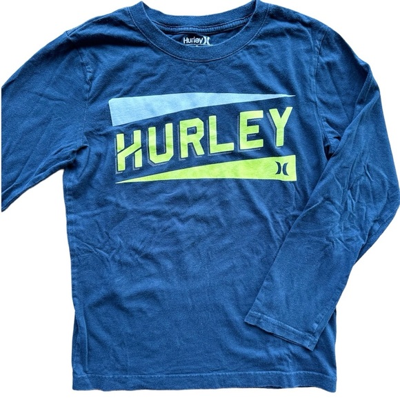 Hurley Boys Size 10-12 Navy Long Sleeve  Graphic Tee Shirt - Picture 1 of 5